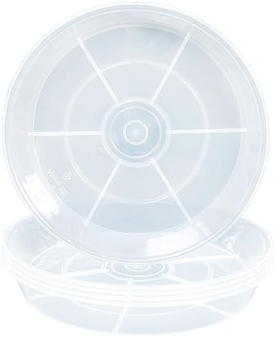 6 Pack Plant Saucer Drip Tray 14 inch, Large Plastic Plant Trays, Heavy Sturdy Plastic Planter Flower Pot Saucers for Indoor Outdoor Garden, Plant Water Drip Trays for pots (14", Clear) by Afrine