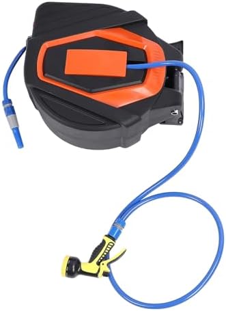 Wall Mounted Retractable Garden Hose Reel with 10 Pattern Nozzles, 1/2 Inch ID 180° Swivel Bracket Automatic Rewind Any Length Lock, 100ft Water Hose Reel for Yard Cleaning - Image 3