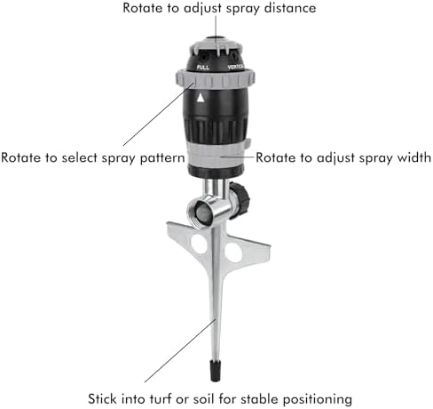 [2 Pack] RESTMO Gear Drive Sprinkler with Metal T-Spike Base,Gray - Image 2