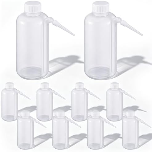 10 Pack 500ml Squeeze Wash Bottles PE Plastic Lab Wash Bottle with Down Spout Translucent Wide Mouth Lab Dispensing Bottles for Liquid Washing Tattoo Cleaning Plant Watering by Ferrochef