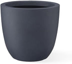 Kante Accent Round Bowl Charcoal Concrete Planter 14" Dia, Outdoor by Unknown