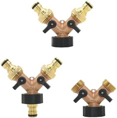 Brass 2-way Garden Tap Female 3/4 Y Irrigation Valve Water Splitter Quick Connector Hose 1 Set(BSP-B) - Image 2