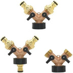 Brass 2-way Garden Tap Female 3/4 Y Irrigation Valve Water Splitter Quick Connector Hose 1 Set(BSP-B) - Image 2