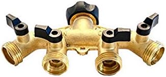 Underhill Outlet Splitter Adapter for Garden Water Hose, 3/4-Inch Hose Thread, Brass 4-Way Heavy-Duty with Shut Off Valve Control, A-HB4 by Underhill