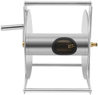 Stainless Steel Garden Hose Reel, Heavy Duty Wall Mount/Floor Stand, Water Hose Storage Rack, Holds 164ft 1/2 Inch Hose, with Crank Handle & Brass Connector for Outdoor Yard Lawn Garden - Image 7
