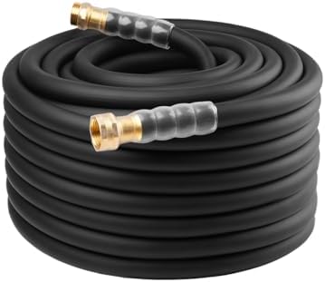 Heavy Duty Premium Garden Hose 100ft x 5/8", 300PSI Working, 1000PSI Burst, Hybrid Rubber Water Hose with Transparent Swivel Handle - Hot/Cold Water - Five Layered Braiding with Brass fittings (Black) by Unknown