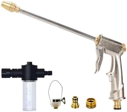 Metal Garden Sprayer High Pressure Adjustable Water Hose Nozzle Multi Spray Gun For Plant Watering Irrigation Clean Tools(Silver gun set) by Unknown