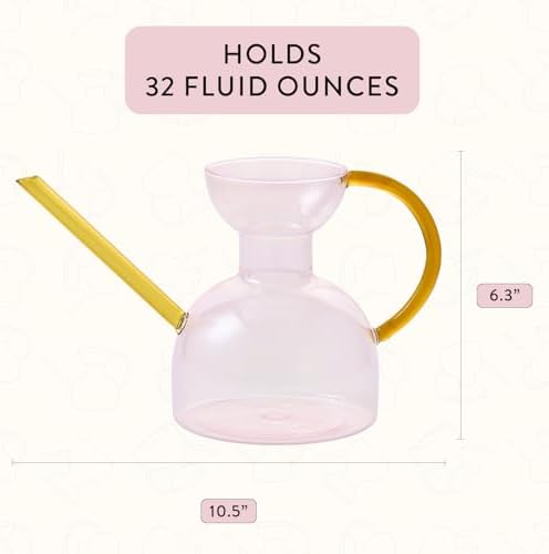 Modern Sprout Glass Watering Can -32oz -Long Spout Modern Decor (Pink/Gold) - Image 3