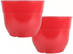Garden Elements Indoor/Outdoor Glazed Brushed Happy Plastic Planter, Large, Bright Red, 15" (Pack of 2) by GardenElements