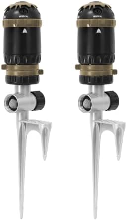 RESTMO 2 Pack Gear Drive Sprinkler with Step Spike Base, Brown by Restmo