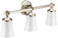 Moen YB0363NL Flara 3-Light Dual-Mount Bath Bathroom Vanity Light Fixture with Frosted Glass, Polished Nickel by Unknown