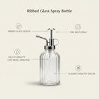 6.8 oz Ribbed Glass Spray Bottle, Fine Mist Mister for Plants & Home Decor, Decorative Clear Dispenser - Image 5