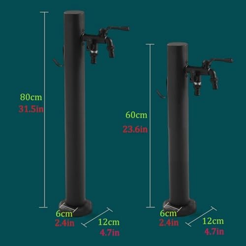 60CM Stainless Steel Vertical Hose Holder, Black Freestanding Outdoor Faucet Dispenser, Durable 304 Frost-Proof Design for Garden, Lawn, and Patio Use - Image 2