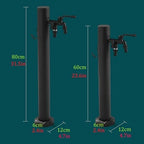 80CM Freestanding Hose Holder with Faucet – 304 Stainless Steel, Black Outdoor Frost-Proof Faucet Dispenser for Garden, Patio, Yard, Durable Watering Solution - Image 2