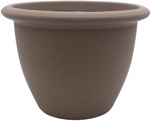 The HC Companies Sevilla Flower Planters - Durable Outdoor & Indoor Planter - Round Lightweight Self Watering Plant Pots for Herbs & More (14" Cappuccino, Pack of 1) by TheHCCompanies