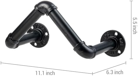 MyGift Black Metal Pipe Garden Hose Holder, Wall Mounted Hose Rack - Image 5