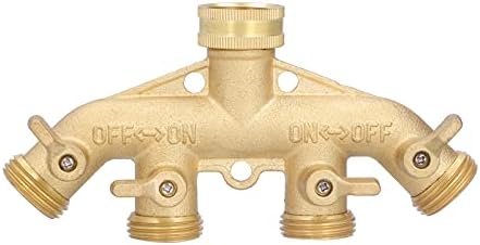 4 Way Brass Garden Hose Splitter, G3/4 Heavy Duty 4 Outlet Faucet Adapter with Individual Ball Valves, Irrigation Manifold Connector for Yard Watering - Image 3