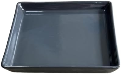 Square Ceramic Plant Saucer Tray 12 13 14 Inch Grey,14" OD x12.2 ID x1.6 Deep, Sturdy Heavy Duty Glazed Planter Drip Flower pots with Catch Basin for Indoor Outdoor Plants(14" Grey) by Unknown