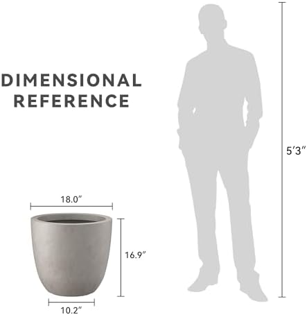 Kante Weathered Concrete Planter 18" Dia All-Weather Round Large Pot - Image 7