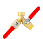 2 Way Hose Bib Splitter Made of Solid Brass with Dual Independent Shut Off Valves 3/4 GHT for Garden Hose Outdoor Faucet Spigot Water Line Diverter and Connector by Unknown
