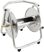 Garden Hose Reel Stainless Steel Heavy Duty Water Hose Reel Hold Up to 130 Ft of 1/2’’ Hose Durable Rustproof Smooth Rewind Easy Mount Ground for Garden Yard Lawn (Hose Not Included) - Image 3