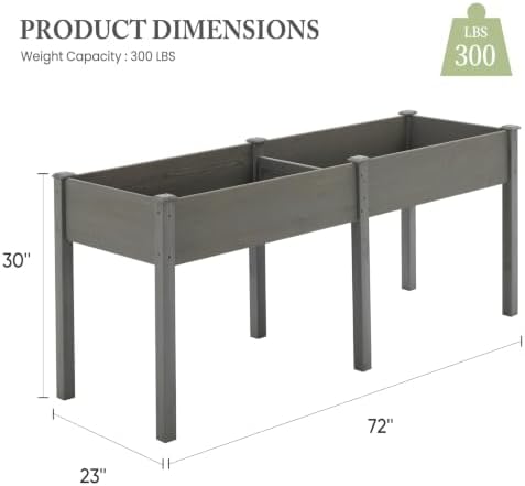 DUMOS 72x23x30 Inch Raised Garden Bed, Elevated Wood Planter Box with Legs - Image 5