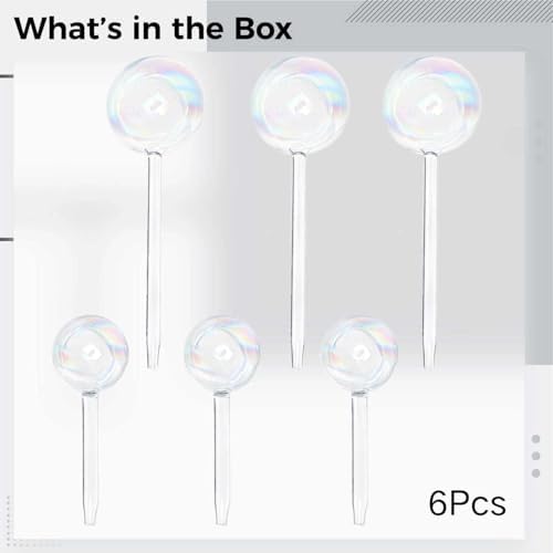 Rainbow Plant Watering Bulbs, 6 Pcs Self Watering Globes, Automatic Irrigation System, Small and Large Glass - Image 5