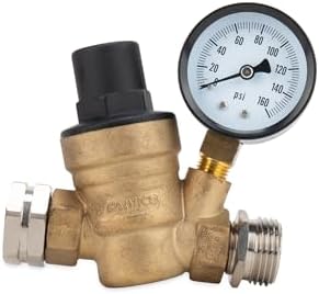 Camco Adjustable RV Water Pressure Regulator - Lead-Free Brass by Camco