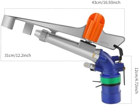 Irrigation Sprinkler, High Pressure Impact Water Sprinkler, 360° Adjustable Large Area Sprinkler, Heavy Duty Metal Spray Gun for Lawn, Garden, Farm, 164-213 ft Coverage, Silver Blue - Image 2