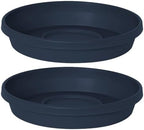 Bloem Terra Plastic Saucer Tray for 14" Terra Planters, Navy, 2-Pack by Bloem