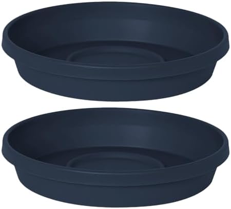 Bloem Terra Plastic Saucer Tray for 14" Terra Planters, Navy, 2-Pack by Bloem