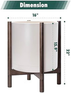 D'vine Dev Plastic Pot with Walnut Wood Stand, Oatmeal, 16 in, 55-C-X-4 - Image 3