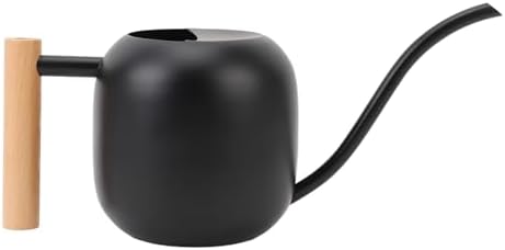 Stainless Steel Watering Can, 1.2L Indoor Plant Waterer with Long Spout, Wooden Handle for Flowers Succulents Bonsai (Black) - Image 6