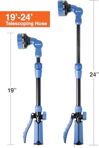 20-Pack Corvid Adjustable Front Trigger Garden Watering Wand, 19-24 Inch Telescoping Hose Nozzle with 8 Spray Patterns, Thumb Control, Lightweight Plastic Design for Precise Watering, Cleaning - Image 4
