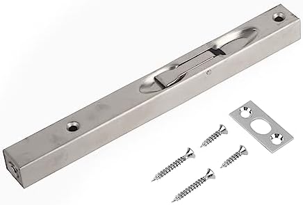 Lock Bolts, Door Security Slide Latch Lock, Heavy Duty Steel Sliding Door Lock - 304 Stainless Steel Flush Latch Bolt Slide Lock, Home Gate Door Security Guard, Door Bolt Lock(8in) by Gavigain