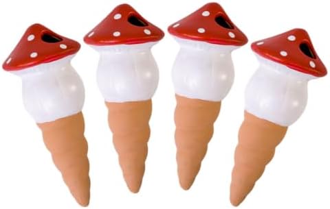4pcs Ceramic Mushroom Plant Watering Globes, Self Spikes by Unknown