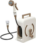 Hose Reel Cart Water Hose Cart Reel Compact Garden Hose Organizer, Portable Retractable Hose Reel, Household Car Wash Tool with Water Gun, for Backyard (Beige Hose Cart+15m Pipe) by Unknown