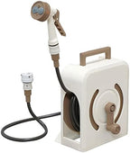 Hose Reel Cart Water Hose Cart Reel Compact Garden Hose Organizer, Portable Retractable Hose Reel, Household Car Wash Tool with Water Gun, for Backyard (Beige Hose Cart+10m Pipe) by Unknown
