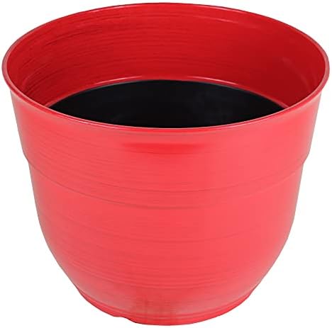 Garden Elements Indoor/Outdoor Glazed Brushed Happy Plastic Planter, Large, Bright Red, 15" (Pack of 2) - Image 4