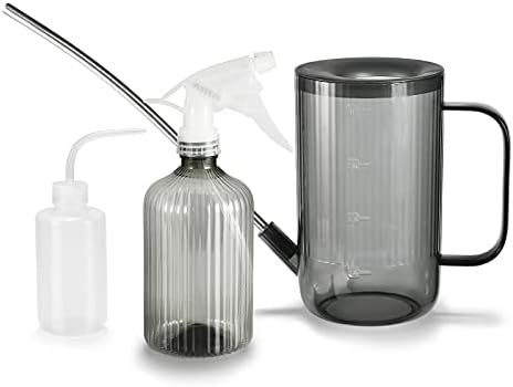 Watering Can Indoor Plants Small Watering Can Set w/Spray Bottle, Squeeze Bottle, Soil Moisture Meter(Gray) - Image 2
