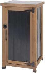 Small Outdoor Storage Cabinet Weatherproof, Wood Garden Potting Bench Table with Removable Shelves, Metal Top, Outdoor Cabinet Work Station for Patio, Backyard, Brown,17.9''x17.9''x33.5'' by MAGAZOOPET
