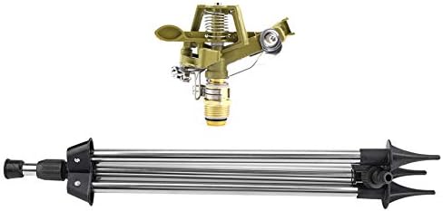 Automatic Impact Sprinkler on Tripod Base Lawn Sprinkler 360 Degree Rotating Adjustable Garden Watering System Stainless Steel Ground Insert Zinc Sprinkler for Yard Grass - Image 6