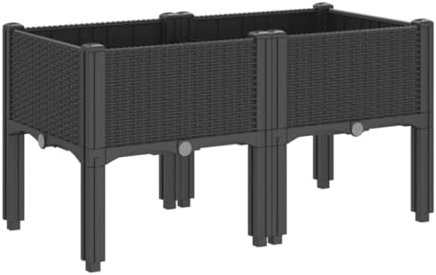 Black Garden Planter Box with Legs 31.5x15.7x16.5 Inch PP - Image 5