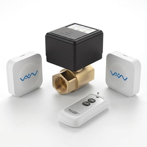VAW Smart Water Shut Off Valve System - 3/4' Automatic Heavy Full Port Valve + 2 Wireless Water Leak Detectors + Controller, No Hub, 3-Year Battery, IP66 Waterproof for Kitchen Bathroom Basement by Unknown
