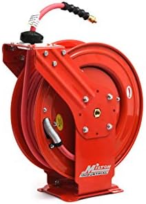 MILTON Industrial Hose Reel 2790-50D, Auto Retractable, Chemical Resistant, Prevent Cracking, Flexible in Extreme Conditions,1/2” Hose ID, 50 Foot Rubber Hose, 300 PSI Max Pressure,1/2" Male NPT, Red by Milton