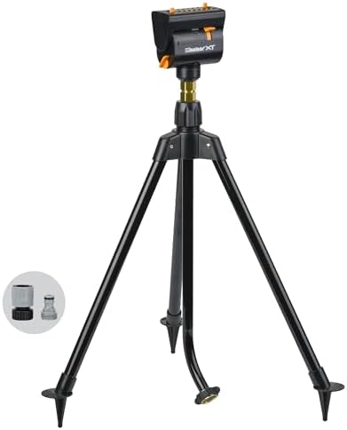 Melnor 65178AMZ MiniMax Turbo Oscillating Sprinkler on Tripod, 4000 sq. ft., 4-Way Adjustable, Quick Connect Bundle, Black, Yellow by Melnor