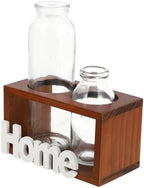 Simple Hydroponics Glass Planter with Wooden Bracket for Flowers by VICASKY