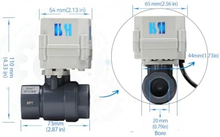 1/2" 3/4" 1" 110-230VAC Normally Closed/Open CF8/Stainless Steel 304 Motorized Electrical Ball Valve With U.S. Plug (3/4 inch Plastic, Normally Closed) - Image 3
