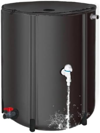Collapsible Rain Barrel 100-Gallon, Portable PVC Rainwater Collection Tank with Spigots and Overflow Kit, Foldable Water Storage Container for Garden, Lawn and Outdoor Use by Unknown