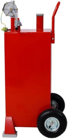 30 Gallon Fuel Gas Caddy, Portable Fuel Transfer Tank with Manual Rotary Pump, 8 FT Kink-Free Hose, Anti-Static Grounding Clamp, Fuel Level Gauge and Wheels for Gasoline Diesel Car ATV Mower Tr - Image 4